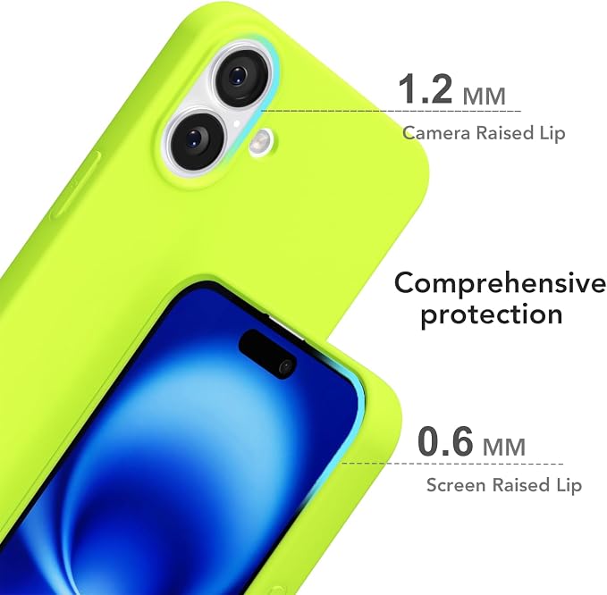 for iPhone 16 Case Silicone Compatible with Magsafe Case, Ultra Slim Thin Magnetic Phone Cases Mag Safe, Cute Soft Rubber Gel TPU Matte Plain Wireless Charging Cover for Women, Neon Green