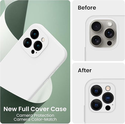 FireNova Designed for iPhone 16 Pro Case, Silicone Upgraded [Camera Protection] Phone Case, Soft Anti-Scratch Microfiber Lining Inside, 2024, White
