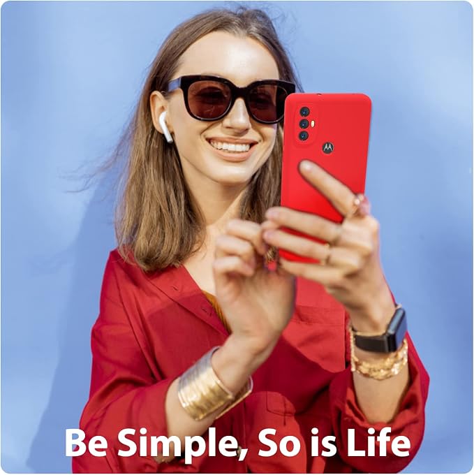 oakxco for Motorola Moto G Power 2022 Phone Case/Moto G Play 2023 Phone Case Liquid Silicone, Thin Slim Soft Rubber Gel TPU Plain Simple Cover for Women, Matte Solid Color,Red