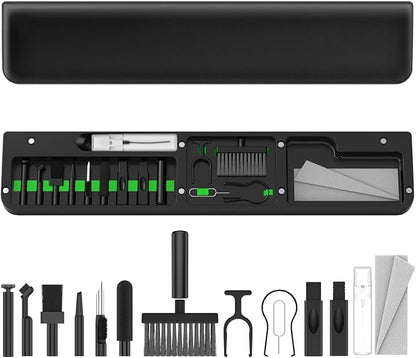 VICHYIE Keyboard Wrist Rest with Cleaner Kit, Wrist Pad for Tenkeyless Keyboard, Typing Pain Relief, Multi-Functional Cleaning Kit for Earbuds, Phones, Desk Accessories for Home & Office (Black)
