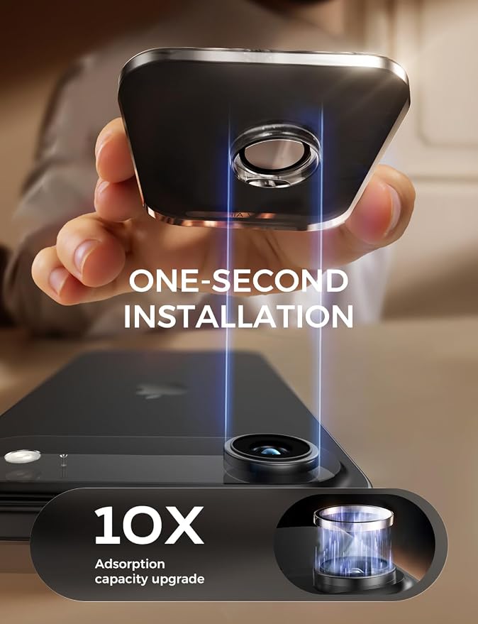 MAGIC JOHN for iPhone Air Camera Lens Protector [Alignment Kit&1:1 Invisible Fit] 9H Aerospace Tempered Glass, Ultra HD, Metal Individual Ring，Case Friendly, Set of 2,Clear
