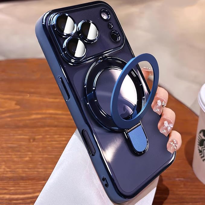 for iPhone 17 Pro Case Magnetic Stand,[Compatible with Magsafe] [Military Protection][Camera Lens Protector] Phone Case Cover for iPhone 17 Pro 6.3" - Deep Blue