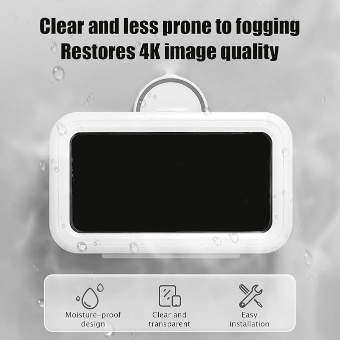 Waterproof Shower Phone Holder with Suction Cup & Enhanced Sound Quality, 360° Rotating Anti-Fog Case, High Sensitivity Touch Screen for Bathroom Bathtub, Fits 4-7" Smartphones2 Packs