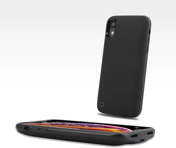 BoxWave Battery Compatible with Apple iPhone XR - RocketPack Slim Edition, Ultra Slim, High Capacity Battery Cover - Jet Black