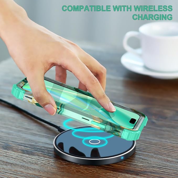 Hocase for iPhone 15 Case, Heavy Duty Shockproof Protection Soft Silicone Rubber Bumper+Hard Plastic Hybrid Protective Case for iPhone 15 (6.1" Display) 2023 - Mint Green