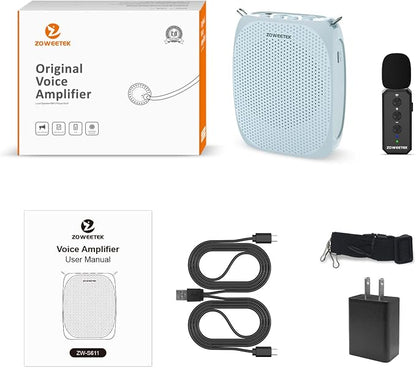 ZOWEETEK Voice Amplifier Wireless Lavalier Microphone, Teacher Microphone with Speakers, Wireless Lapel Amplifier, Mini Voice Amplifier for Teachers, Speech, Meeting, Yoga, Streaming,2025 New