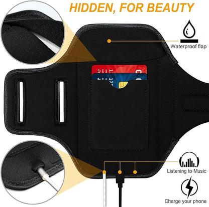Armband for iPhone 16 Pro Max/16 Plus/15 Pro Max/15 Plus/iPhone 14 Pro Max/14 Plus/13 Pro Max/12 Pro Max/11 Pro Max/Xs Max,Running Exercise Arm Band with Card Slot for iPhone Max (Black)