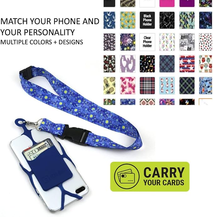 Gear Beast Cell Phone Lanyard - Mobile Phone Lanyard with Case Holder, Card Pocket, Soft Neck Strap, and Detachable Clip - Compatible with iPhone, Galaxy, & Most Smartphones - Skiing