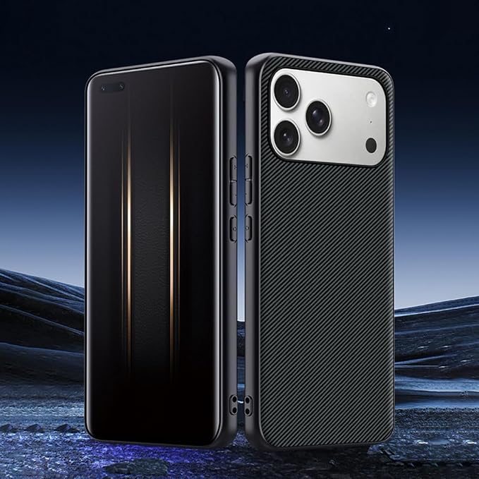 Thin Case for iPhone 17/17 Pro/17 Air/17 Pro Max, Slim Carbon Fiber Texture Leather Cover Lightweight Shockproof Anti-Fingerprint Shell,17pro,Green
