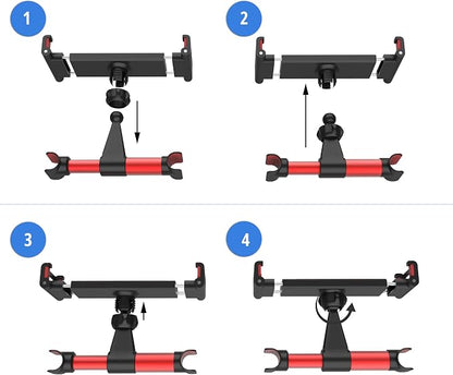 Car Backseat Headrest Tablet Holder Mount Cellphone Stand 360° Swivel Rotating Angle Compatible with ipad/Plus/pro/All 4.7-10.5" Cellphones and Tablet