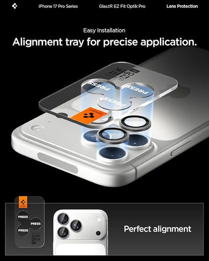 Spigen Camera Lens Screen Protector [GlasTR EZ Fit Optik Pro] Designed for iPhone 17 Pro Max | iPhone 17 Pro [Case Friendly] - Gray [2 Pack]