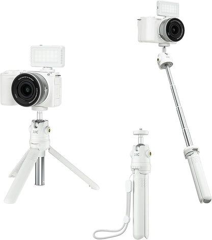 JJC 2 in 1 Extendable Mini Vlogging Tripod & Selfie Stick for Sony ZV-E10 II ZVE10 ZV-1F ZV1F ZV-1 II ZV1 RX100 VII A6100 A6400, Canon PowerShot V1 SX740 HS G7X Mark III II EOS R100 R50 R10 & More