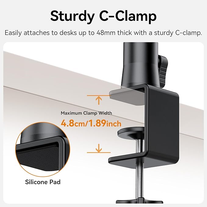 ULANZI ZJ02 Camera Desk Mount Overhead Magic Arm, 98cm/38.6inch Aluminum Adjustable Articulating Arm with 1/4" Ball Head for Cameras DSLR Lights Mount for Live Streaming/Photo Video Shooting