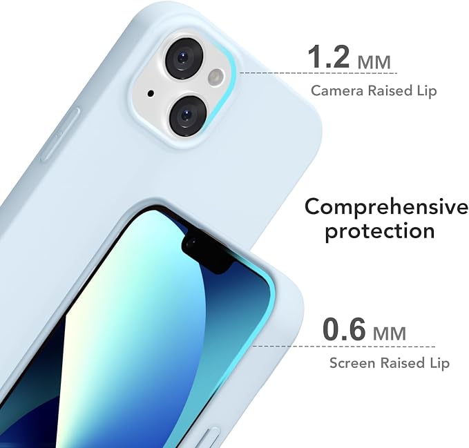for iPhone 13 Mini/ 12 Mini Case Silicone Compatible with Magsafe Case, Ultra Slim Thin Magnetic Phone Cases Mag Safe, Cute Soft Rubber Gel Matte Wireless Charging Cover for Women, Light Blue
