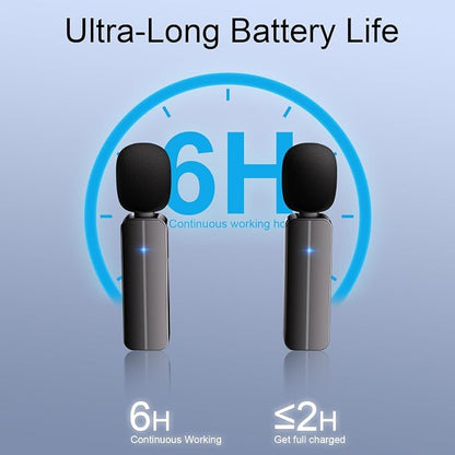 2-Pack Wireless Mini Lavalier Lapel Microphone for iPhone 15,16,Android Phone - 65ft Cordless Clip on Dual Mics with Noise Reduction 6H Working Time for Video Recording Vlogging, YouTube, Interview
