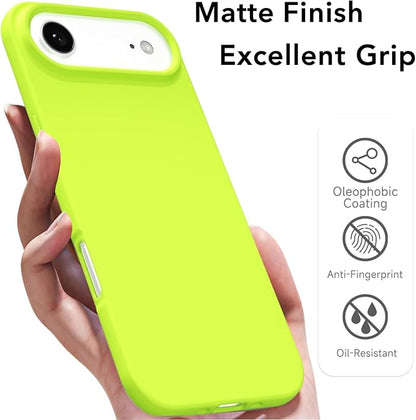 for iPhone 17 Air Case Silicone Compatible with Magsafe Case, Ultra Slim Thin Magnetic Phone Cases Mag Safe, Cute Soft Rubber Gel TPU Matte Plain Wireless Charging Cover for Women, Neon Green