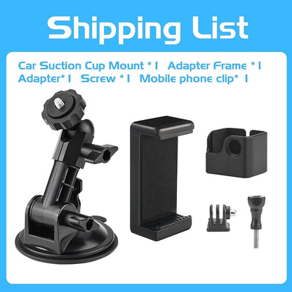 Pocket 3 Suction Cup Mount, Car Windshield Window Dash Holder Kit with Expansion Adapter for Insta360 X4 X5 X3 Go 3S for GoPro Max Mini Hero 13-7 Pocket 3 2 Action 5 Pro 4 Accessories