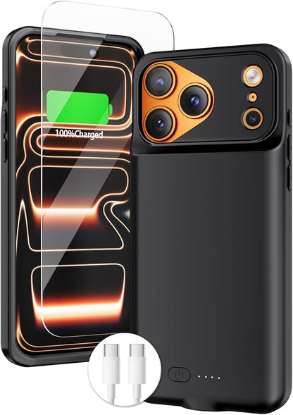 BOPPS Battery Case for iPhone 17 Pro Max 【2026 New】 Slim Powerful 8500mAh Portable Charger Case 360°Protection Rechargeable Extended Charging case for iPhone 17 Pro Max 6.9inch,(Black)