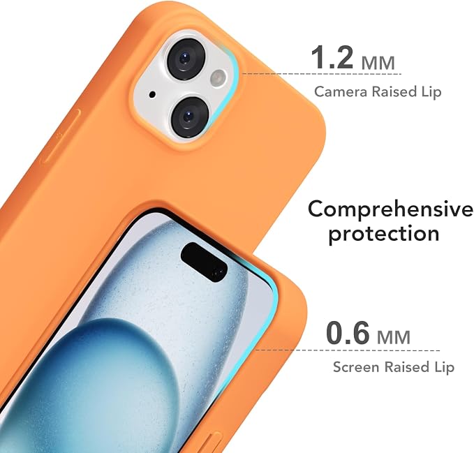 for iPhone 15 Plus/ 14 Plus Case Silicone Compatible with Magsafe Case, Ultra Slim Thin Magnetic Phone Cases Mag Safe, Cute Soft Rubber Gel Matte Wireless Charging Cover for Women, Neon Orange
