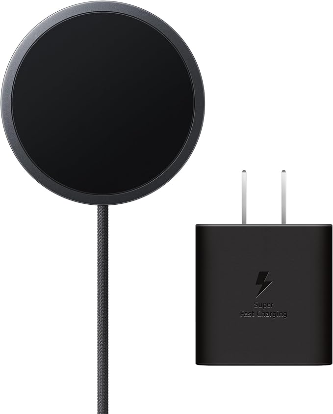 Samsung Galaxy Magnet Wireless Charger with 45W Power Adapter, Cordless Super Fast Charging, Powerful Design, Built-in Magnets, No-Slip Surface, Dark Gray