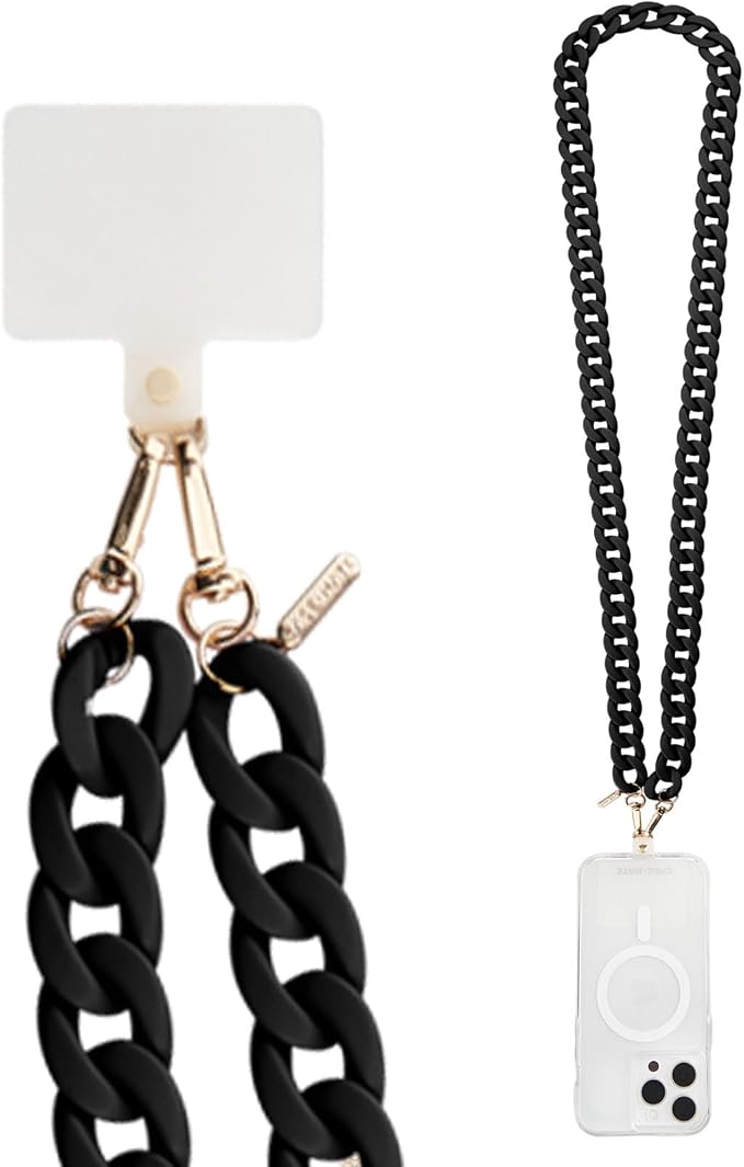 Case-Mate Crossbody Phone Lanyard / Chain [Works with All Phones] Hands-Free Strap - Cell Phone Charm - Neck Chain Holder for iPhone 17 Pro Max / 16 Pro Max / 15 Pro Max / 14 / 13 / S26 Ultra - Black