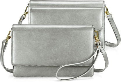 nuoku Women Small Crossbody Bag Cellphone Purse Wallet with RFID Card Slots 2 Straps Wristlet