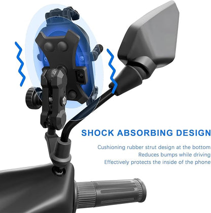 Motorcycle Rear View Mirror Phone Mount Compatible with 4.8-7" Cell Phone 360° Rotatabe Motorbike Rearview Mirror Phone Holder with Vibration Dampener for Motorcycle ATV Scooter Moped Bike Stroller