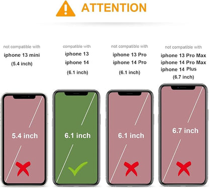 KIHUWEY Crossbody Wallet Case for iPhone 13 iPhone 14, Zipper Pocket Case with Card Holder, PU Leather RFID Protective Cover Case with Kickstand Detachable Wrist Strap Lanyard 6.1" (Rose Gold)