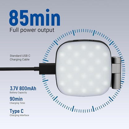 NEEWER Basics Magnetic Selfie Light Compatible with MagSafe iPhone, 2W CRI95+ Bi Color Swivel Small LED Phone Fill Lighting, 680lx/0.3m, Mirror for Vlog Recording Makeup Video Conference, NL45B Black