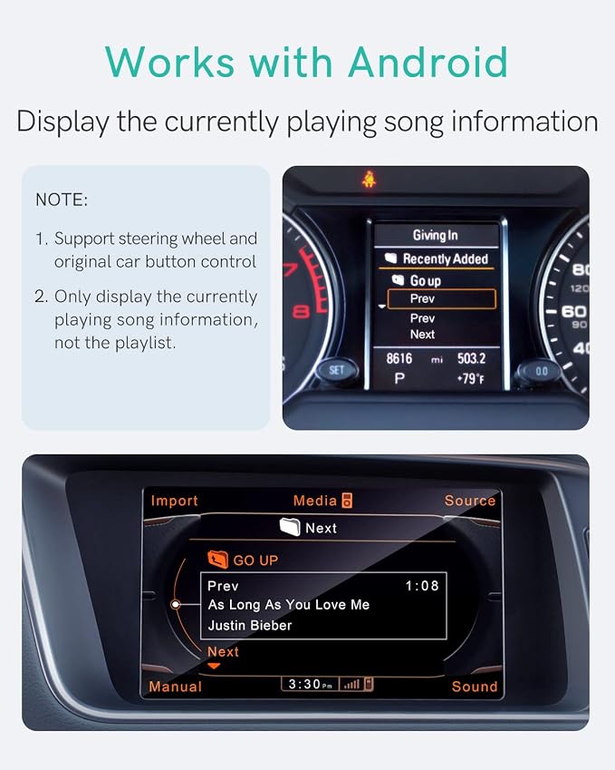 Bluetooth 5.0 aptX-HD Car Adapter Compatible for Audi AMI MMI, Mercedes Media Interface and Volkswagen MDI Connector (A2-Audi2G)