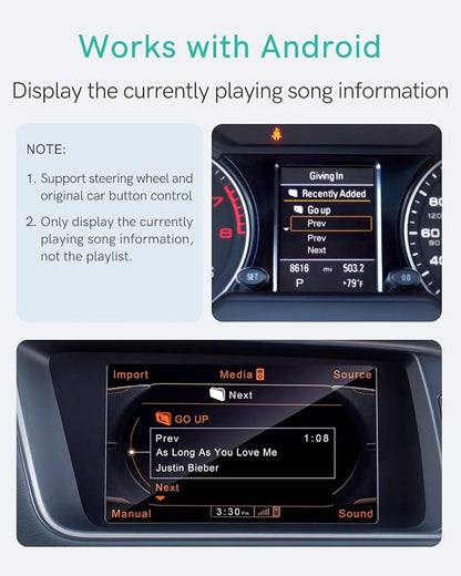 Bluetooth 5.0 aptX-HD Car Adapter Compatible for Audi AMI MMI, Mercedes Media Interface and Volkswagen MDI Connector (A2-Audi2G)