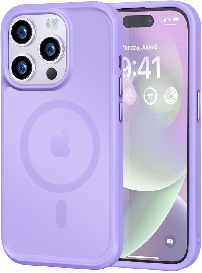 MOCCA Strong Magnetic for iPhone 14 Pro Case, [Compatible with Magsafe][13FT Military Drop Protection] Slim Translucent Matte Shockproof Case for iPhone 14 Pro Phone Case 6.1'', Light Purple