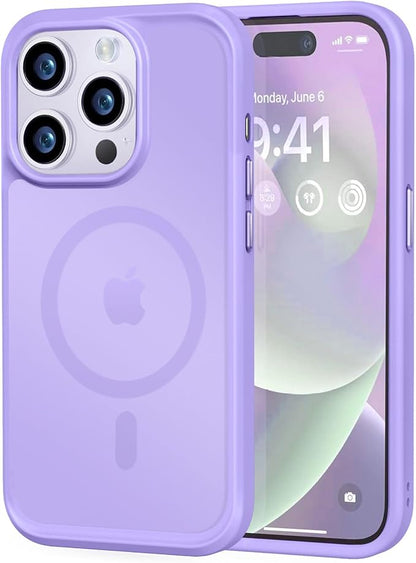 MOCCA Strong Magnetic for iPhone 14 Pro Case, [Compatible with Magsafe][13FT Military Drop Protection] Slim Translucent Matte Shockproof Case for iPhone 14 Pro Phone Case 6.1'', Light Purple
