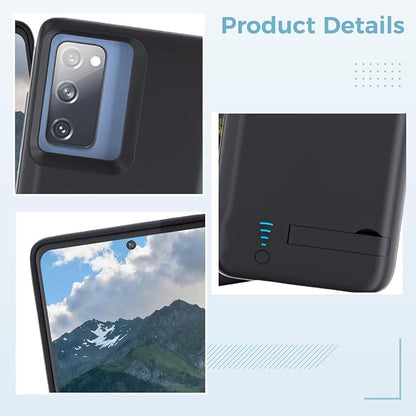 Compatible With S20 Fe Battery Case 5000Mah Kickstand, Full Edge Protection, Portable Charger, Matte Black, 16.7 X 7.0 X 1.6 Cm