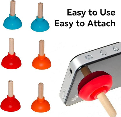 6PCS Tiny Toilet Plunger Shape Phone Holder,Mini Colorful Plunger Holder, Sucker Stand for Supporting Cellphone, Moblie Phone, PSP