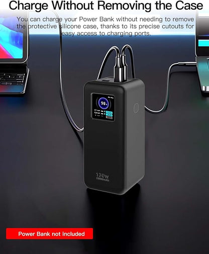 Silicone Case for UGREEN Nexode Power Bank (20000mAh 130W) Full-Body Protective Cover for UGREEN Portable Charger,Precise Port Cutouts (Case Only) Black