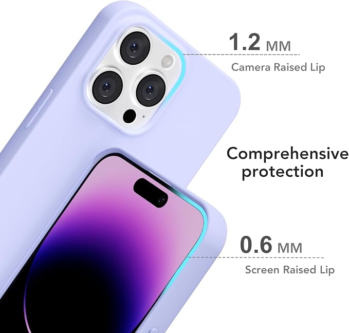 for iPhone 14 Pro Max Case Silicone Compatible with Magsafe Case, Ultra Slim Thin Magnetic Phone Cases Mag Safe, Cute Soft Rubber Gel Matte Wireless Charging Cover for Women, Purple Lavender