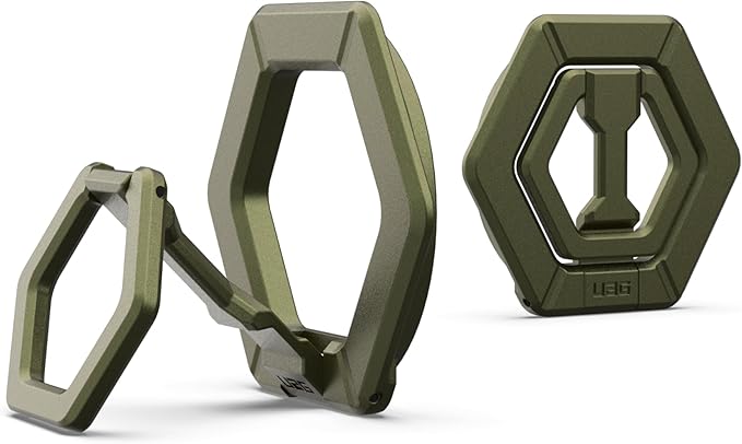 URBAN ARMOR GEAR UAG Magnetic Phone Ring Stand Compatible with MagSafe Magnet, Removable Metal Finger Ring Grip & 360 Rotation Adjustable Kickstand for iPhone 17, Galaxy S26, Olive Drab