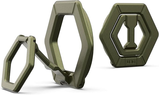URBAN ARMOR GEAR UAG Magnetic Phone Ring Stand Compatible with MagSafe Magnet, Removable Metal Finger Ring Grip & 360 Rotation Adjustable Kickstand for iPhone 17, Galaxy S26, Olive Drab