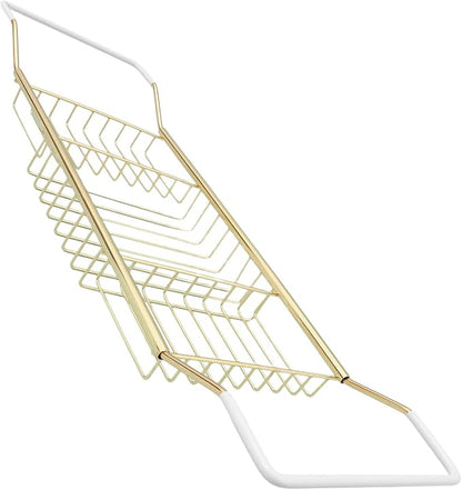 COHEALI Adjustable Stainless Steel Bathtub Tray with Anti-Slip Grips Expandable Tub Rack Storage Holder for Phone Soap Towels Versatile Bathroom Shelf for Books Tablets Wine Glasses Gold