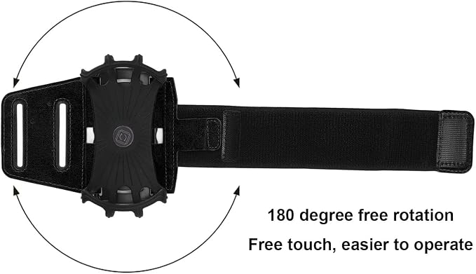 Running Armband 360°Rotatable for 4-6.7 Inch Mobile Phone, Rotatable Running Armband Cell Phone Holder for Running or Walking, Fits All 4-6.7 Inch Smartphones, Great for Hiking Biking Running(Black)