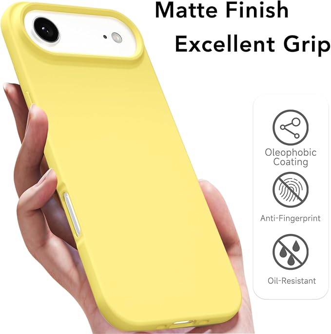 for iPhone 17 Air Case Silicone Compatible with Magsafe Case, Ultra Slim Thin Magnetic Phone Cases Mag Safe, Cute Soft Rubber Gel TPU Matte Plain Wireless Charging Cover for Women, Yellow