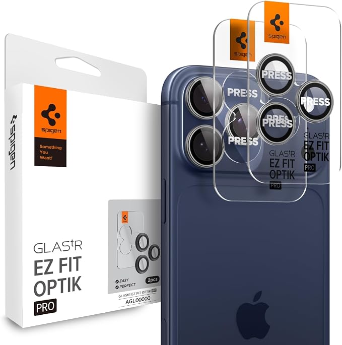 Spigen Camera Lens Screen Protector [GlasTR EZ Fit Optik Pro] Designed for iPhone 17 Pro Max | iPhone 17 Pro [Case Friendly] - Gray [2 Pack]