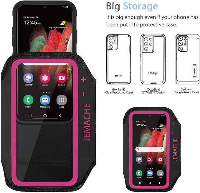 Galaxy S26 S25 Ultra Armband, JEMACHE Gym Workouts Running Arm Band for Samsung Galaxy S26 S25 S24 S23 S22 Ultra (Rosy)