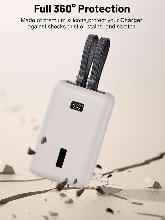 for Anker Zolo Power Bank 2025 20,000mAh 30W A1681/A1689,Silicone Protective Case, Shockproof Cover with LCD Display Visible, Anti-Lost Strap, Precision Cutouts for All-Port Charger (Grey)