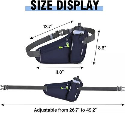 HOTEMIA Fanny Pack with Water Bottle Holder, Hydration Running Belt for Men Women Adjustable Strap Waist Bag Suitable for Hiking Running Walking Jogging Camping (Bottle Not Included)(Dark Blue)