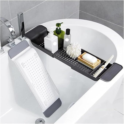 Expandable Bathtub Tray Adjustable Bathtub Storage Shelf Holder For Book Wine Phone Multifunctional Bathroom Tub Rack