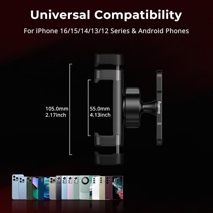 SMALLRIG Magnetic Phone Holder for Gym, Alloy Base with 360° Ball Head, Universal Phone Clamp Mount Suitable for iPhone 17/16/15/14/13/12 Series & Android Phones, Attach to Metal Surfaces-5582