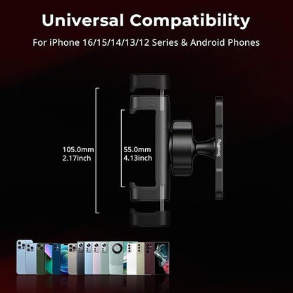 SMALLRIG Magnetic Phone Holder for Gym, Alloy Base with 360° Ball Head, Universal Phone Clamp Mount Suitable for iPhone 17/16/15/14/13/12 Series & Android Phones, Attach to Metal Surfaces-5582