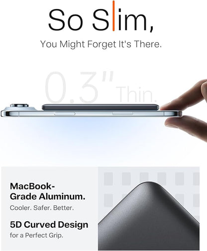 TORRAS MiniMag Power Bank, Ultra Slim 5,000mAh Wireless Portable Charger with USB-C Cable, Fast Charging iPhone Air Magnetic Battery Pack, Compatible for iPhone 17/16/15/14/13/12, Glacier Gray